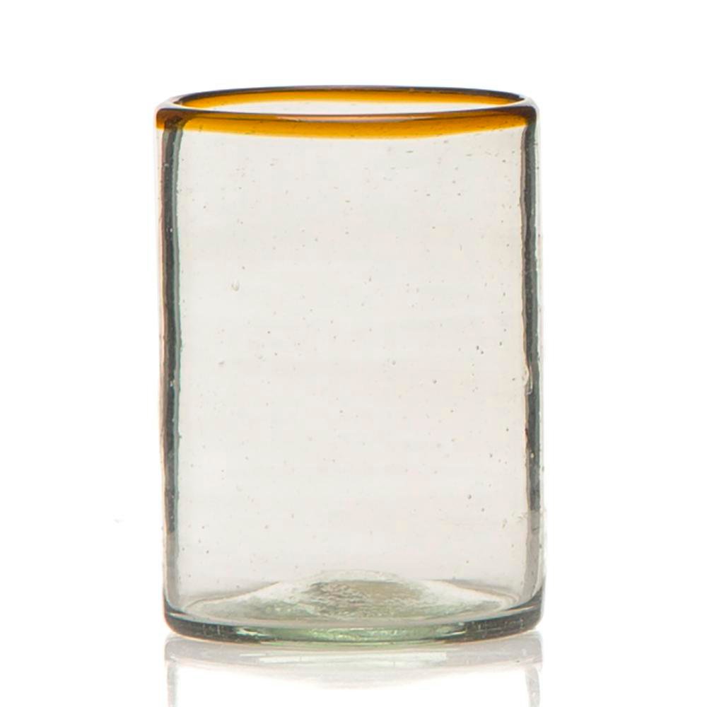 Vaso de Vidrio Ámbar con Borde Decorativo