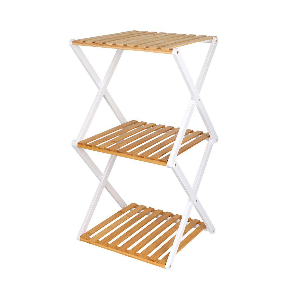 Organizador Plegable de Bambú con 3 Niveles Diseño Cruzado Color Blanco