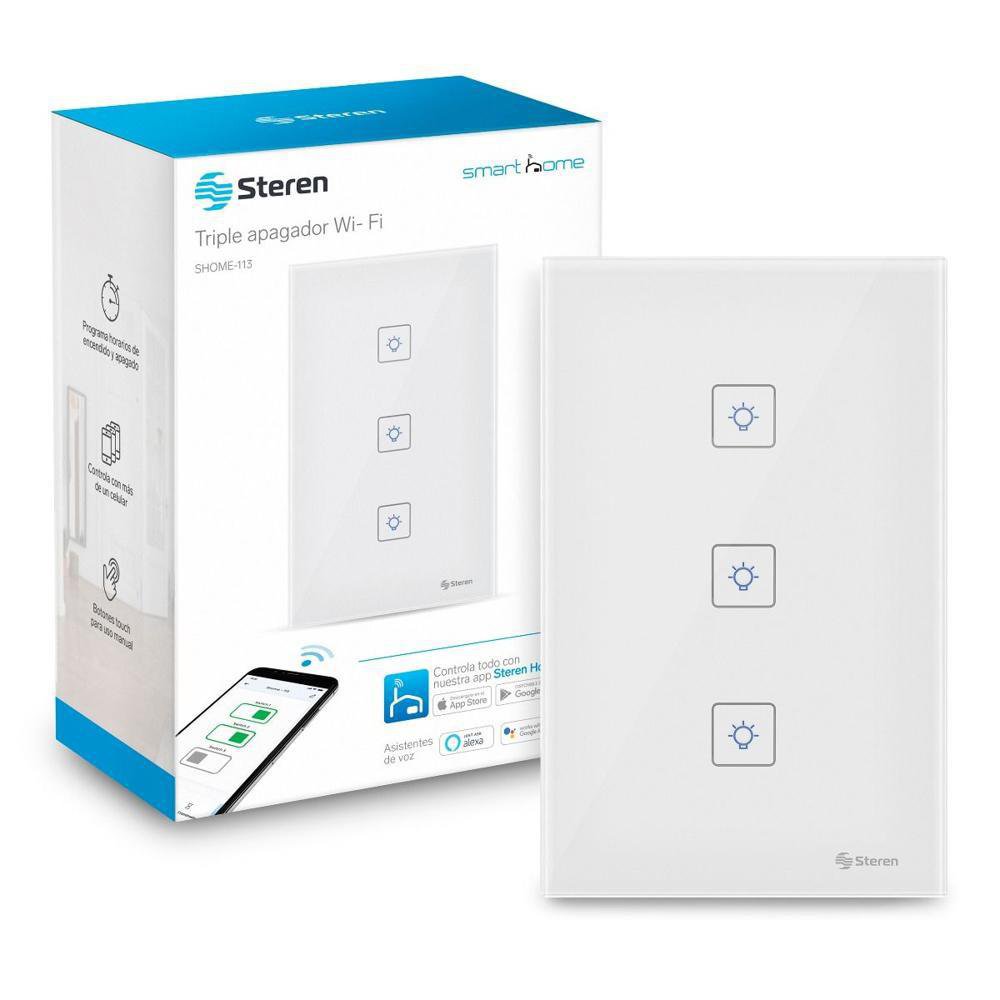 Apagador Triple Wi-Fi Touch para Pared