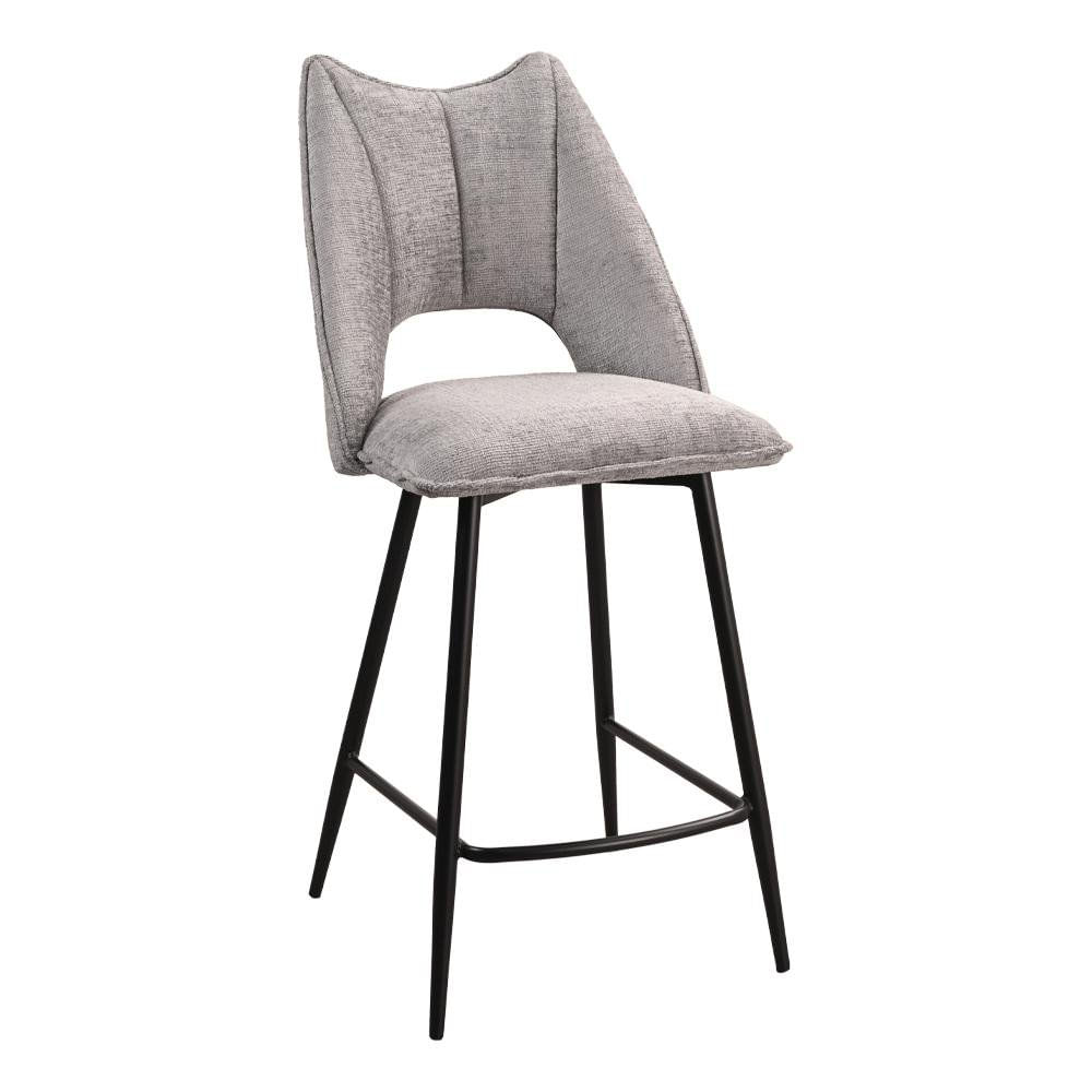 Set de 2 Sillas Altas para Bar Balder Café con Respaldo 57x47x104 cm Gris Claro
