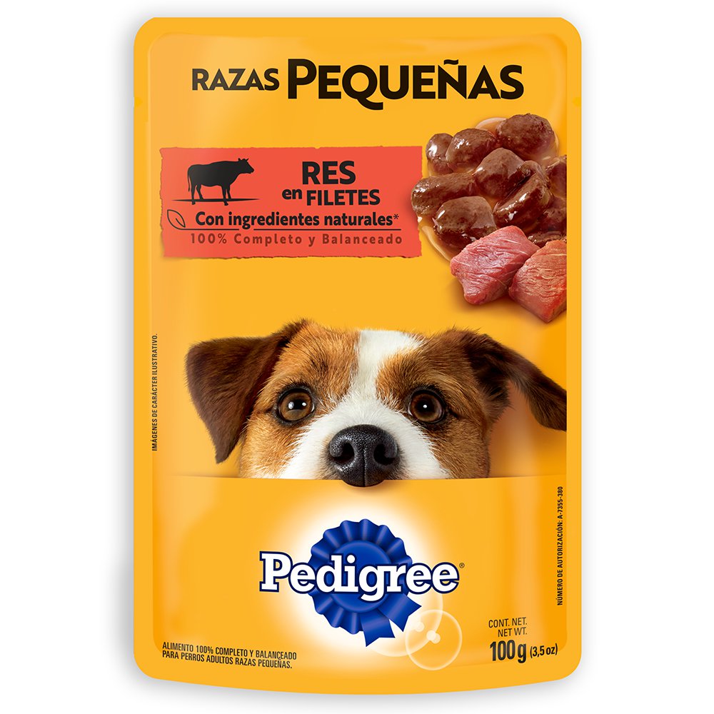 Alimento Húmedo para Perro Adulto Razas Pequeñas Filetes de Res Sobre de 100 g Alimento Hú…