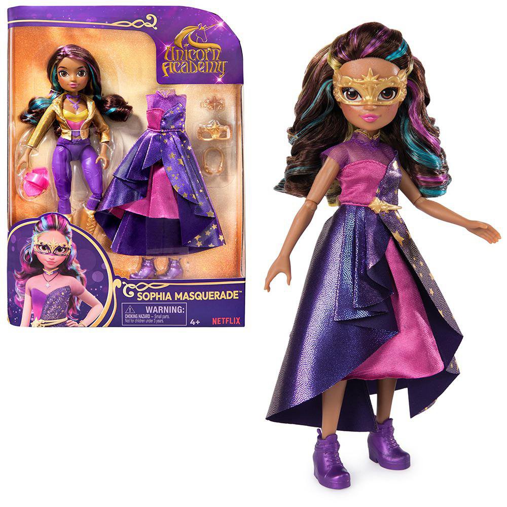 Muñeca Unicorn Academy Sophia Masquerade con Vestido y Accesorios 4+ Años Muñeca Sophia Ma…