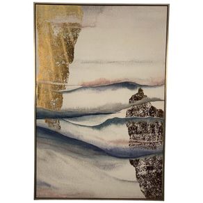 Cuadro Abstracto Tonos Tierra y Dorado 4.3X82.6X122.6 Cm