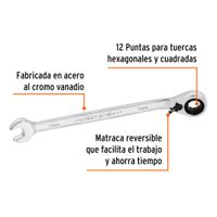 Llave Combinada Matraca Reversible 9 mm x148 mm Largo, Expert