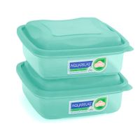 Set de Recipientes Herméticos Cuadrados Aqua 2 Pzas