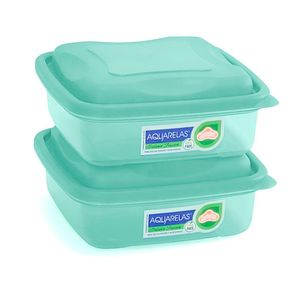 Set de Recipientes Herméticos Cuadrados Aqua 2 Pzas