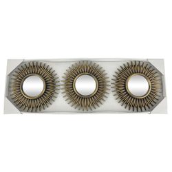 Set de 3 Espejos Decorativos Estilo Sunburst Bronce