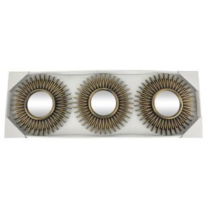 Set de 3 Espejos Decorativos Estilo Sunburst Bronce