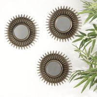 Set de 3 Espejos Decorativos Estilo Sunburst Bronce