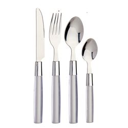 Set de Cubiertos Acero Inoxidable con Mango Gris 16 Pzas