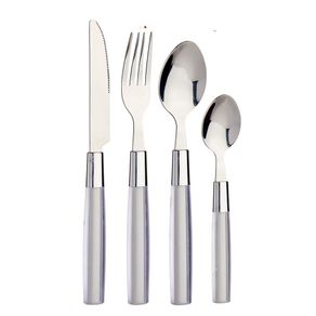 Set de Cubiertos Acero Inoxidable con Mango Gris 16 Pzas