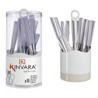 Set de Cubiertos Acero Inoxidable con Mango Gris 16 Pzas