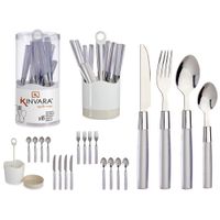 Set de Cubiertos Acero Inoxidable con Mango Gris 16 Pzas