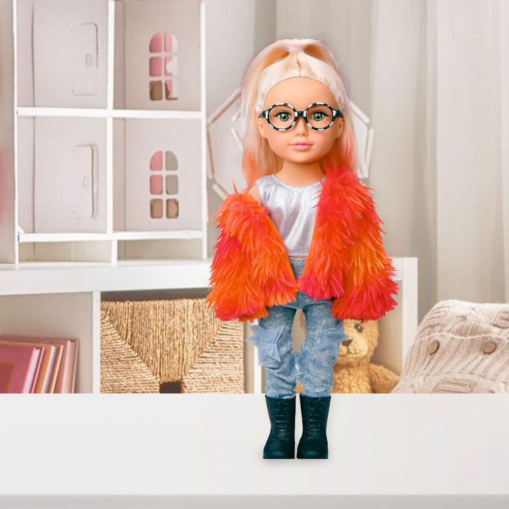 Muñeca Fashion con Abrigo de 40 Cm Muñeca Fashion con Abrigo Peluche Naranja 16 Plg