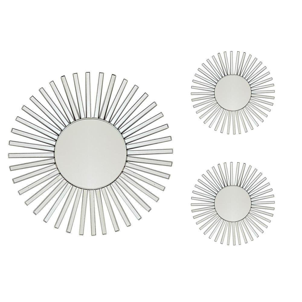 Set de 3 Espejos de Pared 39 x 39 cm Diseño Redondo Color Plateado