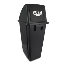 Basurero Plástico Negro con Tapadera 60 L - Brushtech