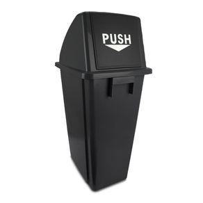 Basurero Plástico Negro con Tapadera 60 L - Brushtech