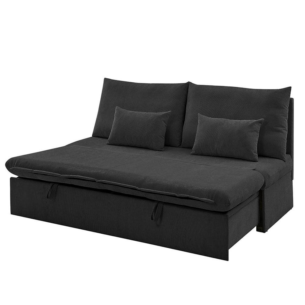 Sofá Cama con Cajón 3 Plazas 197X75X95 Cm Gris Oscuro