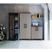 Armario Alto Multiusos Quadra Negro y Gris 137X68X29 Cm