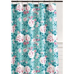 Cortina de Baño Rosas Celeste
