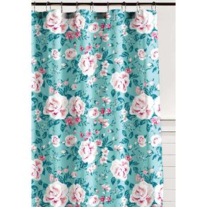 Cortina de Baño Rosas Celeste