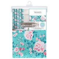 Cortina de Baño Rosas Celeste
