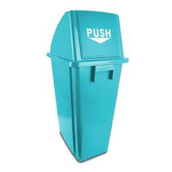 Basurero Plástico Celeste con Tapadera 60 L - Brushtech