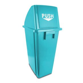 Basurero Plástico Celeste con Tapadera 60 L - Brushtech