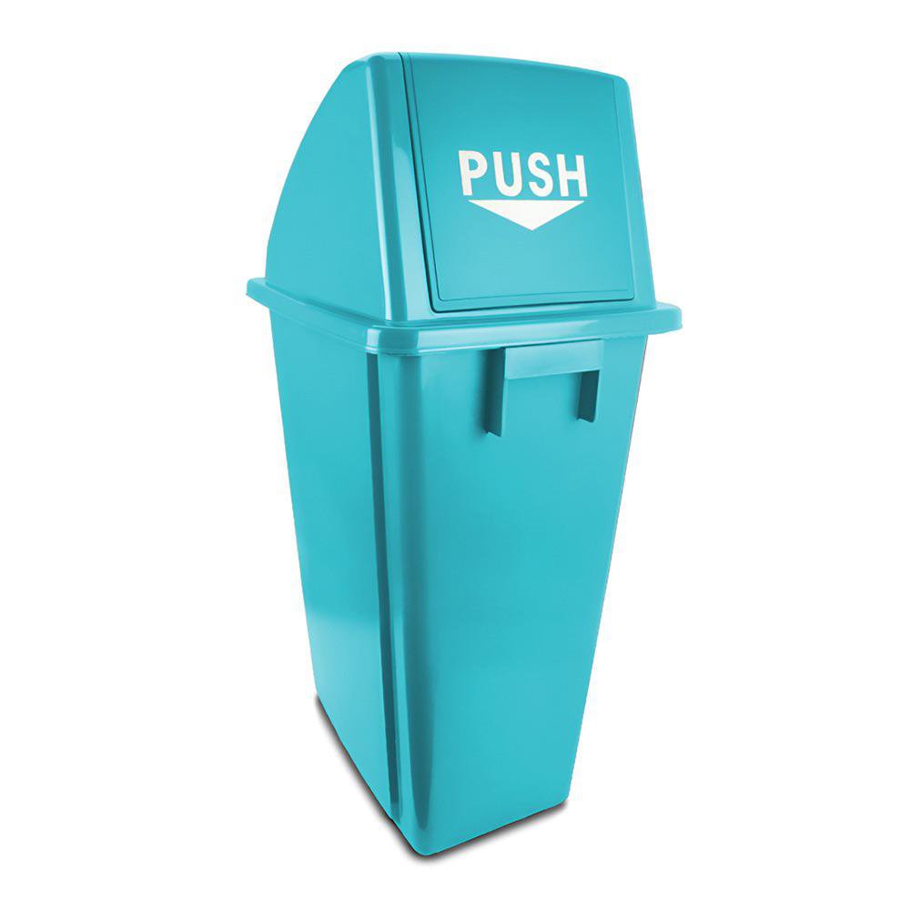 Basurero Plástico con Tapadera Celeste 60 Litros
