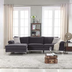 Sofá en L Lusina Gris 3 Plazas 262x130x86 Cm - Z