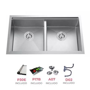 Lavatrastos de Acero Inoxidable de 2 Fosas 80 Cm - Prymium