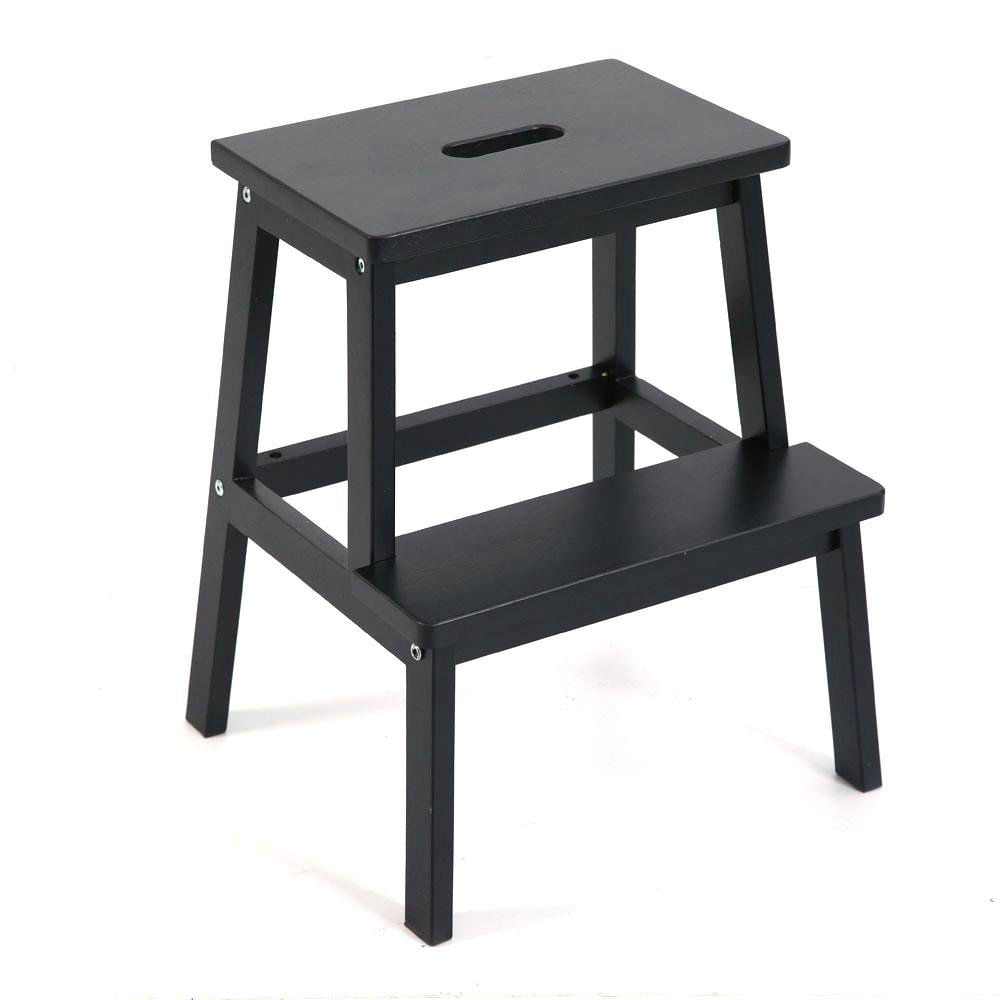 Taburete Escalera de Madera con 2 Gradas 42 x 38 x 50 cm Color Negro