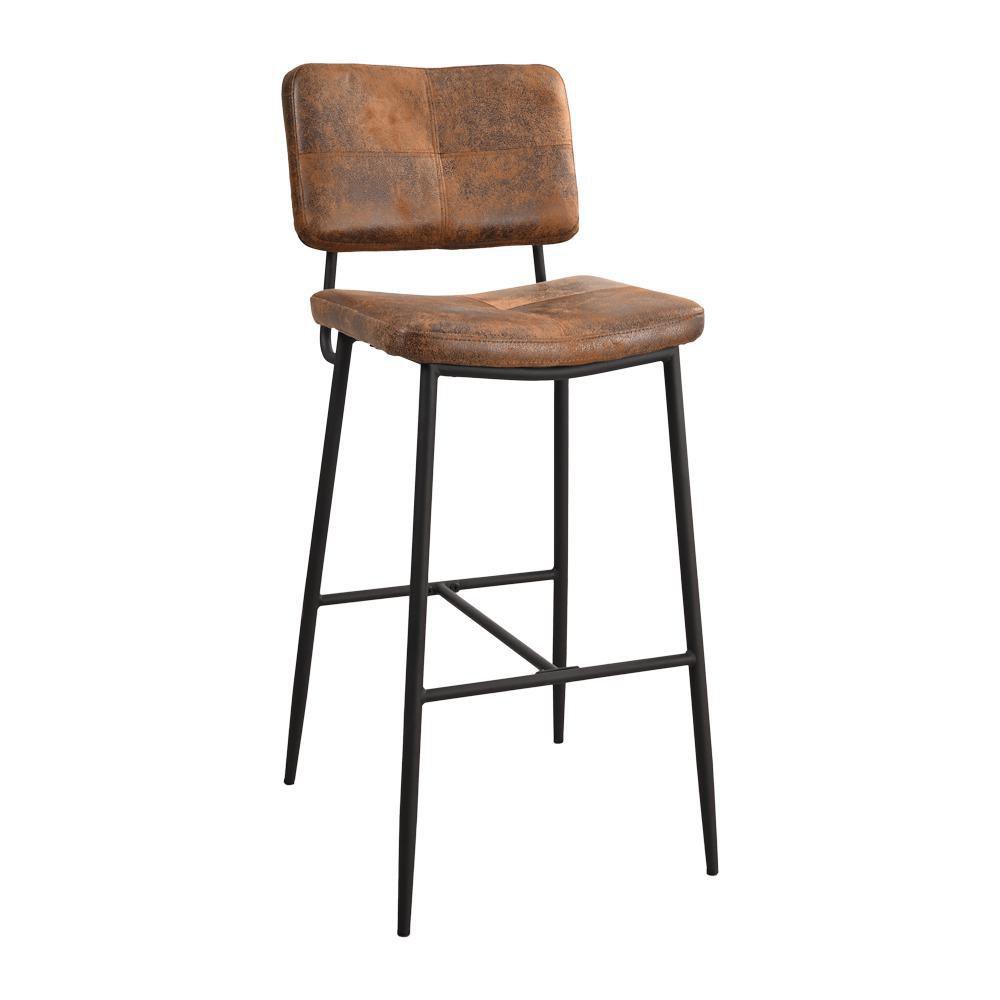 Set de 2 Sillas Altas para Bar Bouton 56x46x103 cm con Respaldo Café