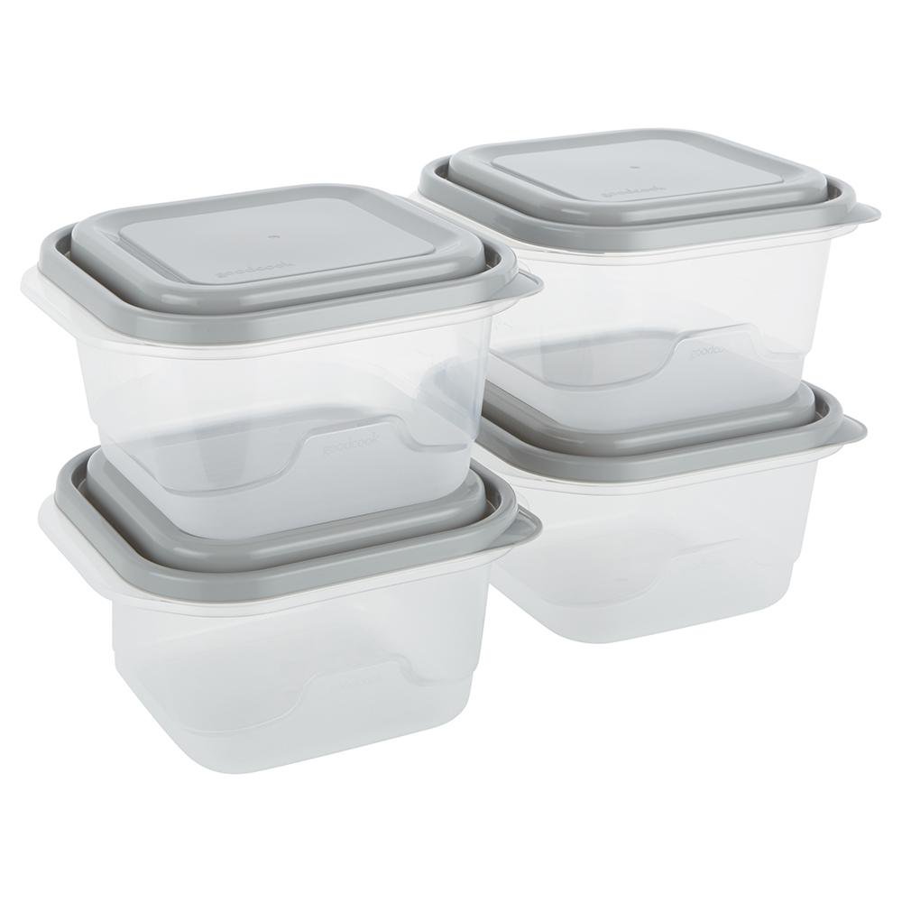 Set de 4 Contenedores Grandes con Tapadera Color Gris Set de 4 Contenedores con Tapadera C…