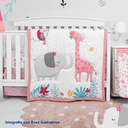 Set De Edredón Para Cuna Elefante Y Jirafa  2 Pzas