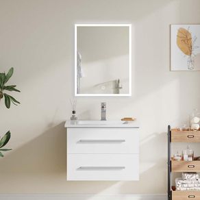 Mueble Vanity con Lavamanos y Espejo Blanco 60 X 48 Cm - Zmobili