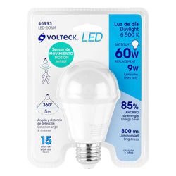 Lámpara tipo Bombilla con Sensor de Movimiento LED 9W Luz de Día - Volteck