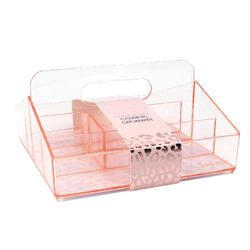 Organizador de Cosméticos Transparente en Color Rosado
