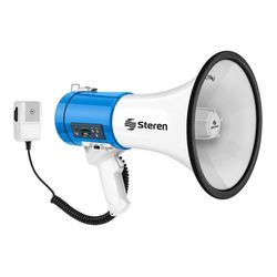 Megáfono Steren de 25W con Reproductor MP3 y Micrófono Tipo Patrullero