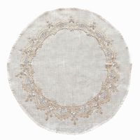 Mantel Redondo Detalle Brocado Beige 85 Cm