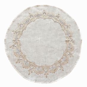 Mantel Redondo Detalle Brocado Beige 85 Cm
