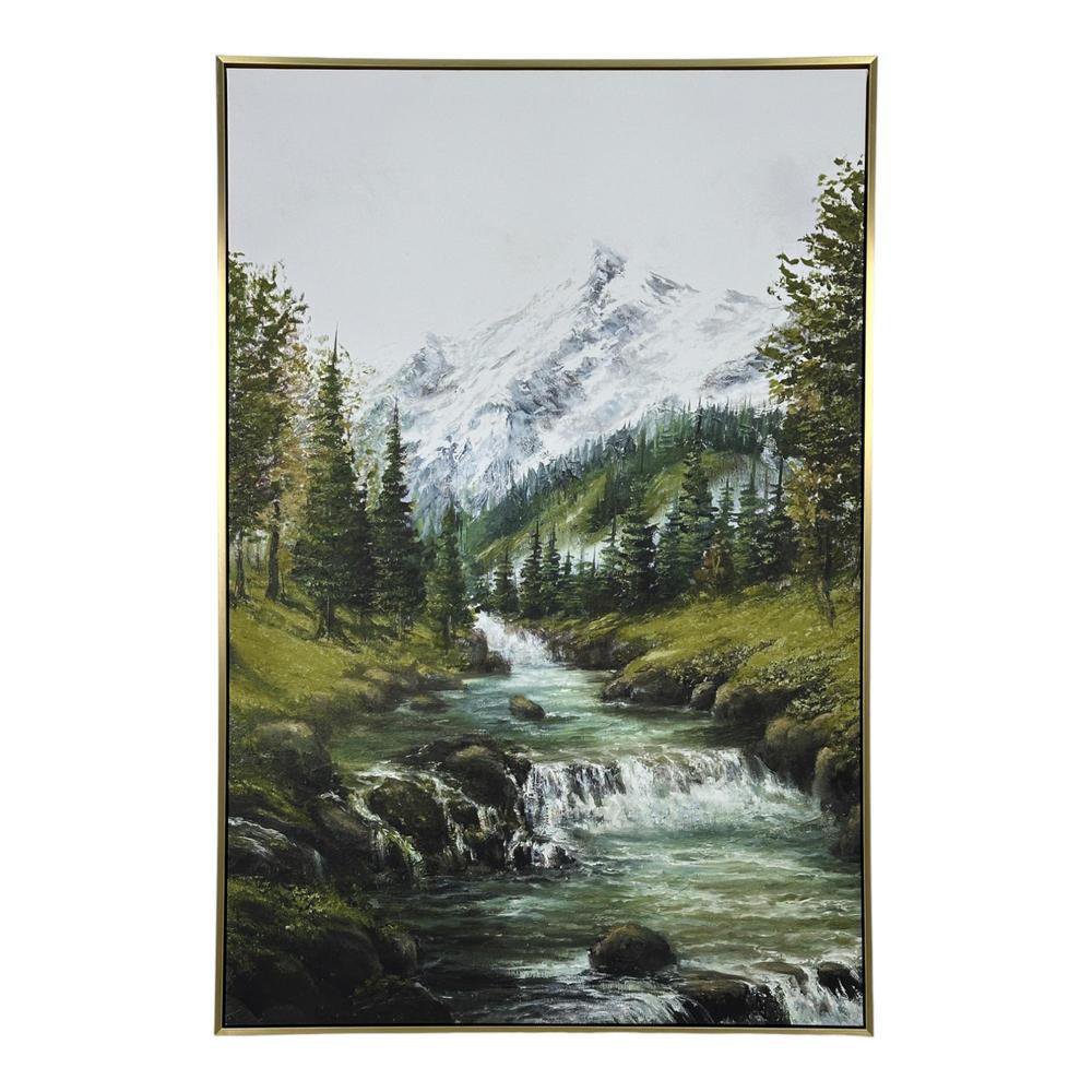 Cuadro Decorativo en Canvas de 4.3 x 82.6 x 122.6 cm Diseño Paisaje de Montañas y Río