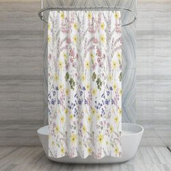 Set de Cortina con Liner y Ganchos Diseño Campo de Flores
