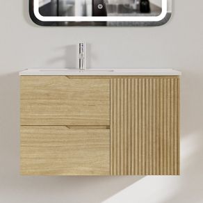 Vanity Aéreo con Espejo y Lavamanos Madera