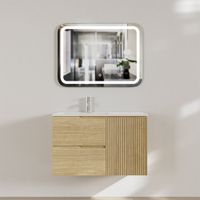 Vanity Aéreo con Espejo y Lavamanos Madera