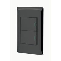 Interruptor Sencillo + Interruptor de 3 Vías 1.5 Módulos Lisboa Negro - Volteck