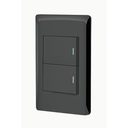Interruptor Sencillo + Interruptor de 3 Vías 1.5 Módulos Lisboa Negro - Volteck