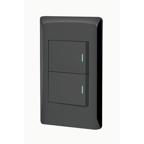 Interruptor Sencillo + Interruptor de 3 Vías 1.5 Módulos Lisboa Negro - Volteck