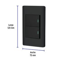 Interruptor Sencillo + Interruptor de 3 Vías 1.5 Módulos Lisboa Negro - Volteck