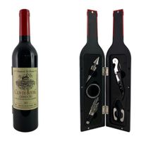 Set de 5 Accesorios para Vino en Caja con Forma de Botella 7.2x7.2x32 Cm